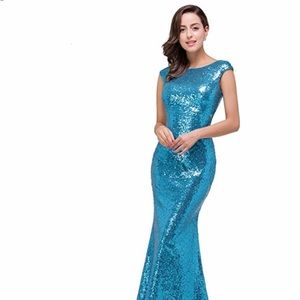 Turquoise/Aqua Sequin Gown